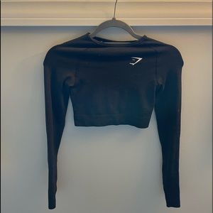 XS gymshark vital seamless 2.0 long sleeve crop - black marl